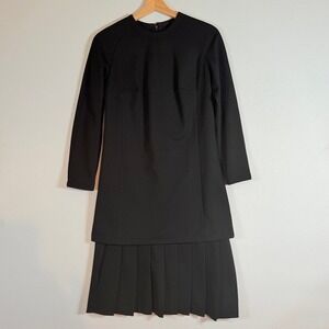 Vintage Julie‎ Miller California Women SMall Dress Black Long Sleeve Pleated Mod